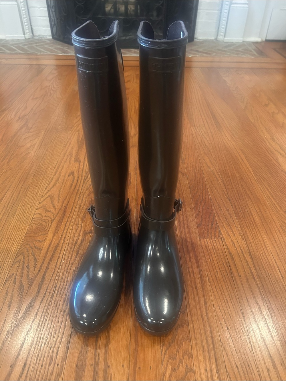 Hunter Black Rain Boots with Gray Accent